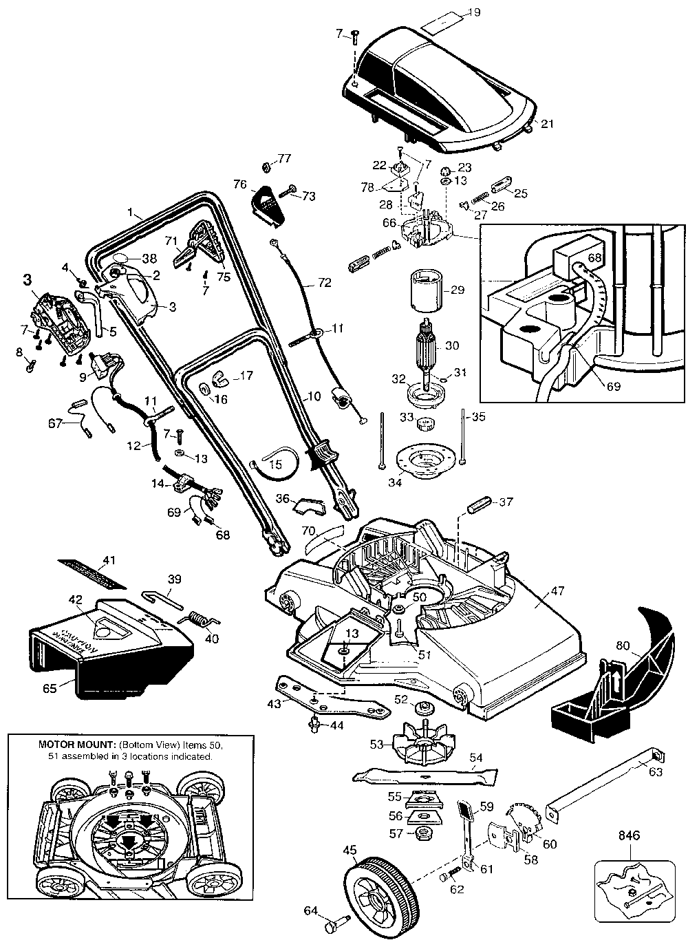 Exploded Diagram A Diagram and Parts List for 35512 Type 4 Black and Decker Lawn Mower